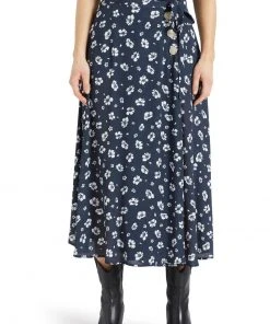 Khujo HEPKE - Falda Acampanada - Blau-weiß Geblümt, Mujer -KHUJO Tienda 048a5877c99445bc8e163373a6e61d86