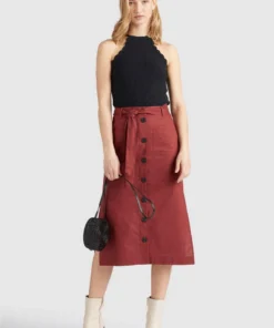Khujo VARSHA - Falda Acampanada - Rotbraun, Mujer -KHUJO Tienda 0ccde390ffb04a35a162d51a330b7737