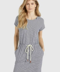 Khujo ANNEMARIE - Vestido Ligero - Weiß-blau Gestreift, Mujer