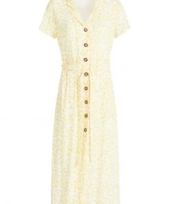 Khujo GOYA - Vestido Camisero - Gelb-weiß Geblümt, Mujer -KHUJO Tienda 126054f997ce4e42920b220398c118c7