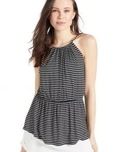Khujo VALDA - Top - Schwarz-weiß Gestreift, Mujer