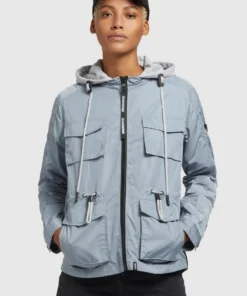 Khujo FLAMES - Chaqueta Fina - Blaugrau Hell, Mujer