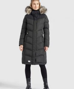 Khujo LUBECK LONG - Abrigo De Invierno - Dunkelgrau, Mujer