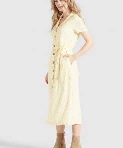 Khujo GOYA - Vestido Camisero - Gelb-weiß Geblümt, Mujer -KHUJO Tienda 518b2fd2f5594856a8982c106e6e3188