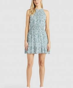Khujo KELSA - Vestido Informal - Blau Geblümt, Mujer