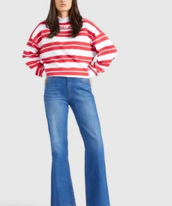 Khujo APONA - Sudadera - Rot-weiß Gestreift, Mujer