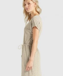 Khujo ANNEMARIE - Vestido Ligero - Weiß-ocker Gestreift, Mujer -KHUJO Tienda 5d0d233af956417cbd7b1019d51c3ccf