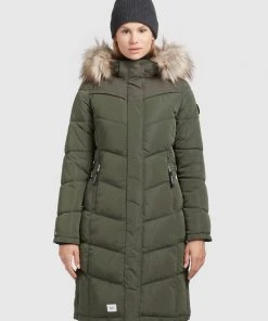 Khujo LUBECK LONG5 - Abrigo De Invierno - Dunkeloliv, Mujer