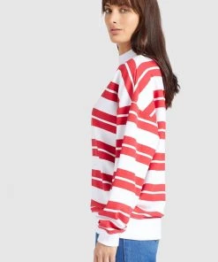 Khujo APONA - Sudadera - Rot-weiß Gestreift, Mujer -KHUJO Tienda 67268abf848e4cc88916c54bf90de91d