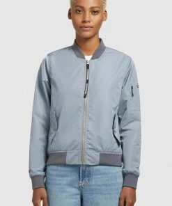 Khujo STENCE - Chaquetas Bomber - Blaugrau Hell, Mujer