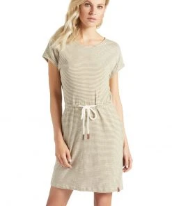 Khujo ANNEMARIE - Vestido Ligero - Weiß-ocker Gestreift, Mujer -KHUJO Tienda 7b16360a5afd4d3e9f30beb04a22e4ac