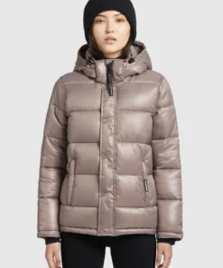 Khujo GERDA SHINY - Abrigo De Invierno - Taupe Glänzend, Mujer