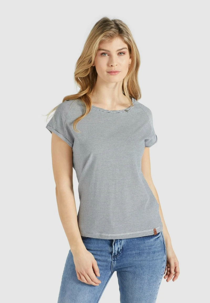 Khujo BABSI - Camiseta Estampada - Weiß Blau Gestreift, Mujer 1 Khujo BABSI - Camiseta Estampada - Weiß Blau Gestreift, Mujer