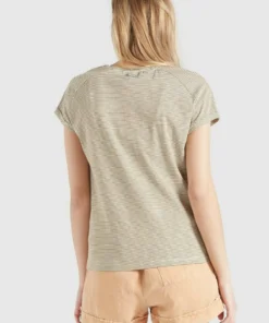 Khujo BABSI - Camiseta Estampada - Weiß Ocker Gestreift, Mujer -KHUJO Tienda 8f75ab91000b4aed92003d9f8812e5e0