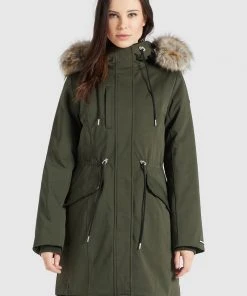 Khujo HARUNA - Abrigo De Invierno - Dunkeloliv, Mujer