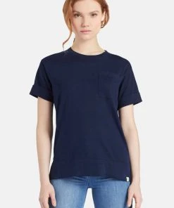 Khujo ALLMUT - Camiseta Básica - Dark Blue, Mujer