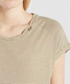 Khujo BABSI - Camiseta Estampada - Weiß Ocker Gestreift, Mujer -KHUJO Tienda a9a959bbd04f4df193ea94b9d1776a04