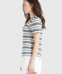 Khujo PERGOLA - Camiseta Básica - Naturweiß-dunkelblau Gestreift, Mujer -KHUJO Tienda b30364dd3df5449d934a28d062eabad6