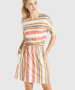 Khujo GABY - Vestido Ligero - Mehrfarbig Gestreift, Mujer