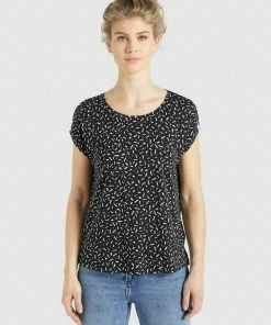 Khujo TALAJA - Camiseta Estampada - Schwarz-weiß Gemustert, Mujer