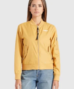 Khujo KALIA - Chaquetas Bomber - Beige/yellow, Mujer
