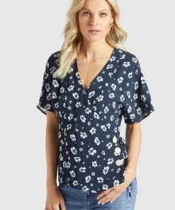 Khujo GIOVANNA - Blusa - Blau-weiß Geblümt, Mujer