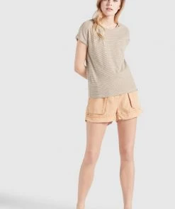 Khujo BABSI - Camiseta Estampada - Weiß Ocker Gestreift, Mujer -KHUJO Tienda c1777a6db4fb4e94b5f722c6a13b491e