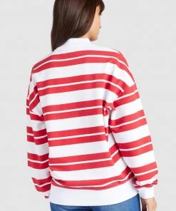 Khujo APONA - Sudadera - Rot-weiß Gestreift, Mujer -KHUJO Tienda c34266a751d04618acc8f1f9f5304c84
