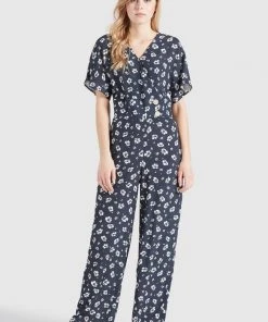 Khujo BORGIA - Mono - Blau-weiß Geblümt, Mujer