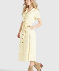 Khujo GOYA - Vestido Camisero - Gelb-weiß Geblümt, Mujer -KHUJO Tienda e6a635bac0f34c54a1e822463ed114d6