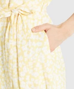 Khujo GOYA - Vestido Camisero - Gelb-weiß Geblümt, Mujer -KHUJO Tienda eb4352f51658402ba2b23e62cd7298b6