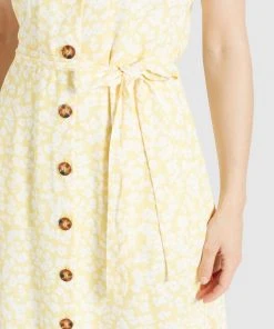 Khujo GOYA - Vestido Camisero - Gelb-weiß Geblümt, Mujer -KHUJO Tienda f22172eed23b4e24aac415791ef07370